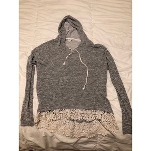 Grey Hoodie Cropped Shirt